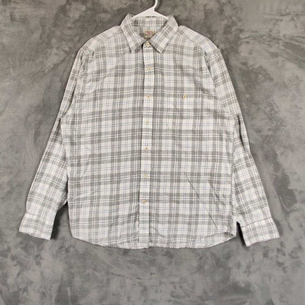 Faherty Shirt AdultGray White Button Up Casual- XL